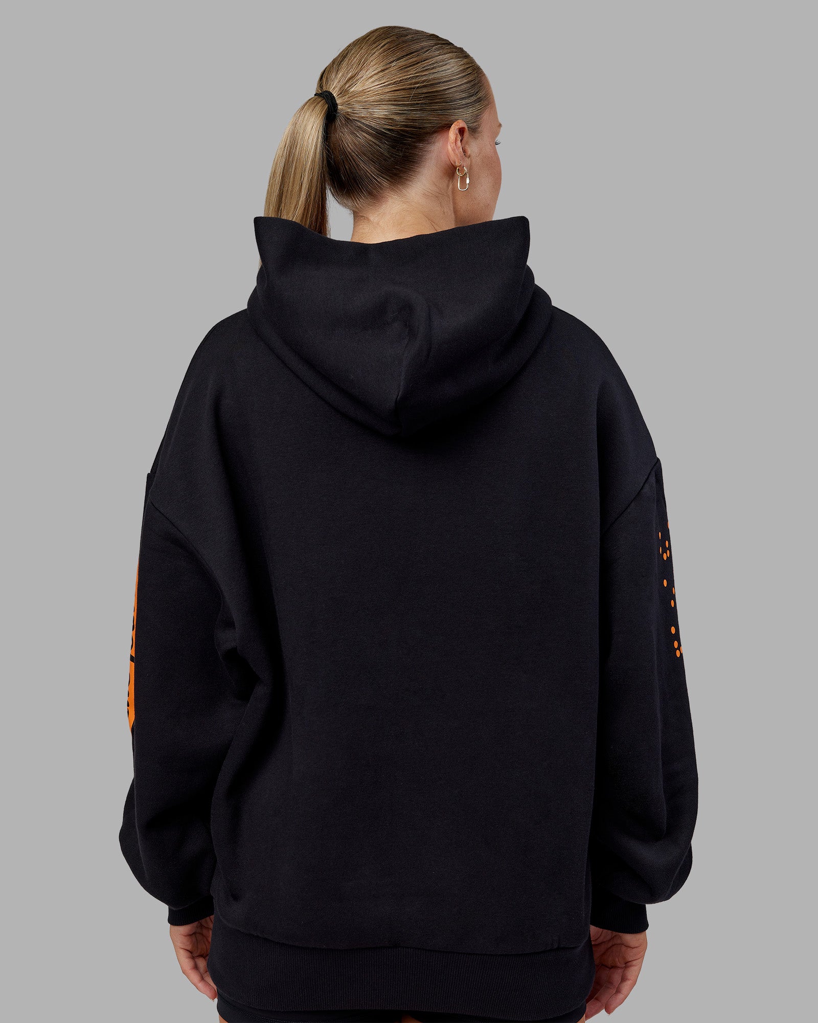 Hyped Unisex Oversized Hoodie - Black-Vibrant Orange
