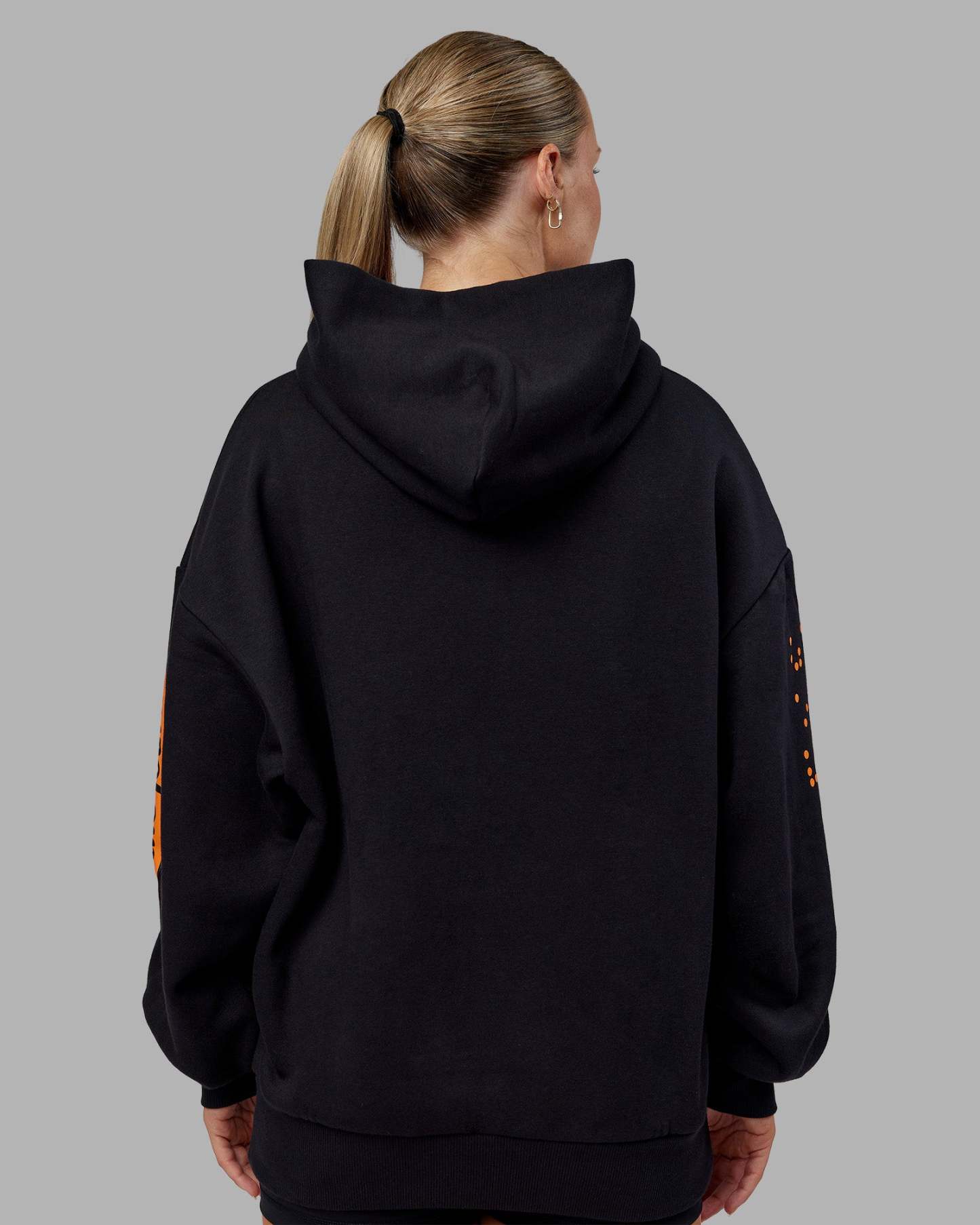 Hyped Unisex Oversized Hoodie - Black-Vibrant Orange