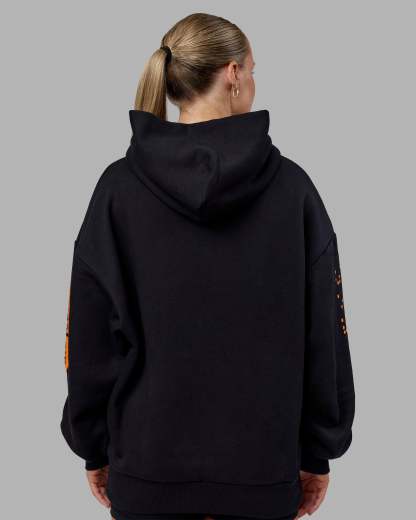 Hyped Unisex Oversized Hoodie - Black-Vibrant Orange