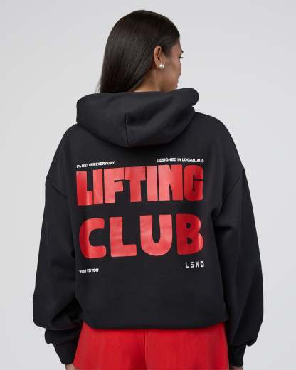 Lifting Unisex Oversized Hoodie - Black-Flame