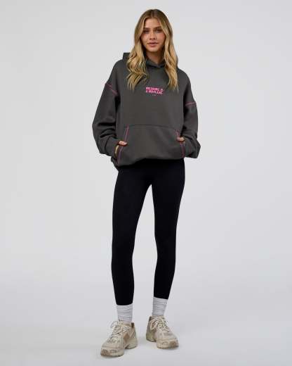 Pressure is Privilege Oversized Hoodie - Dark Storm-Ultra Fuchsia