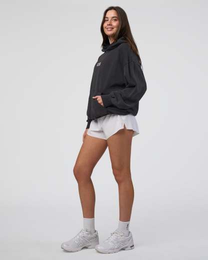 Runner鈥檚 Unisex Oversized Hoodie - Black Washed-White