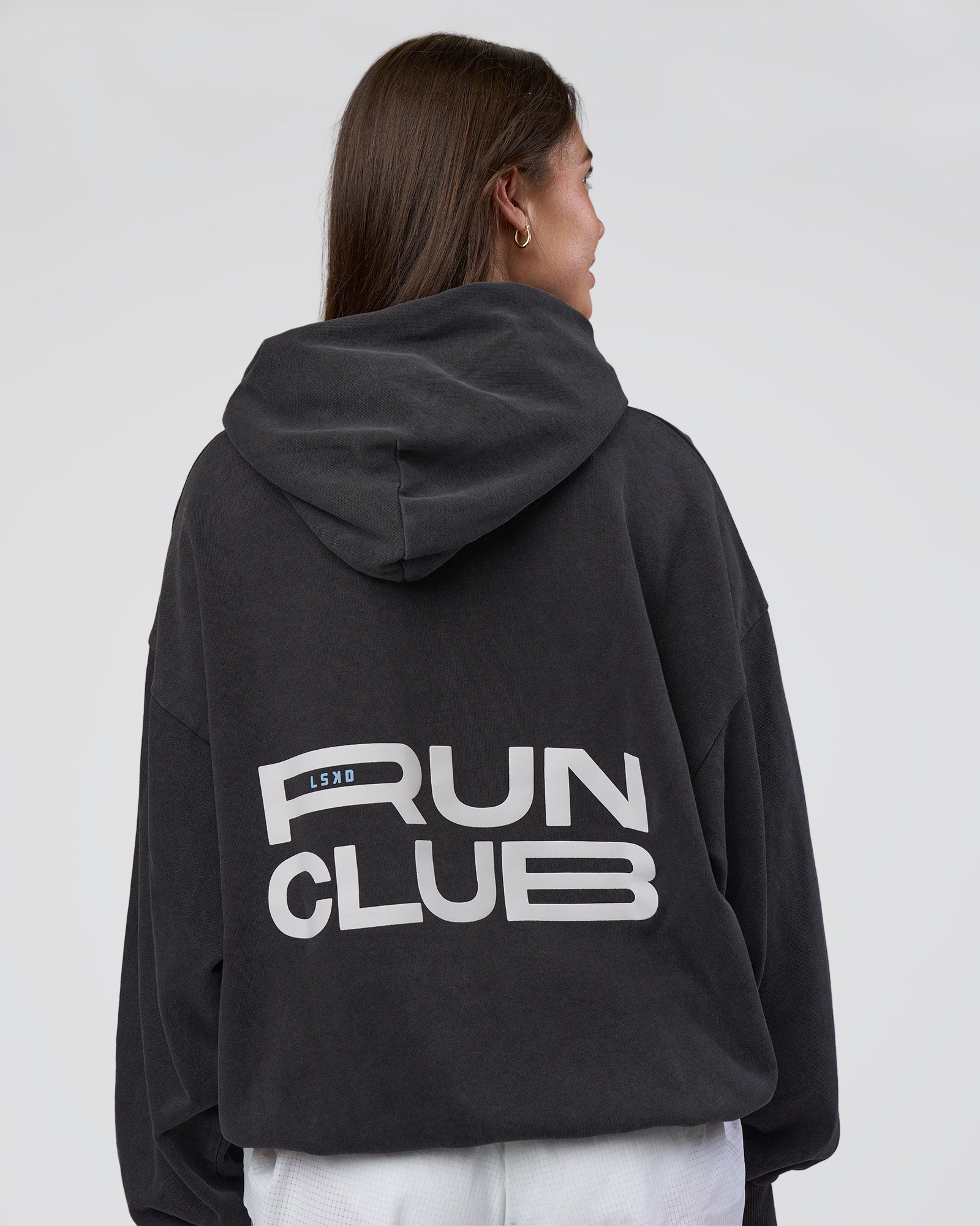 Runner鈥檚 Unisex Oversized Hoodie - Black Washed-White