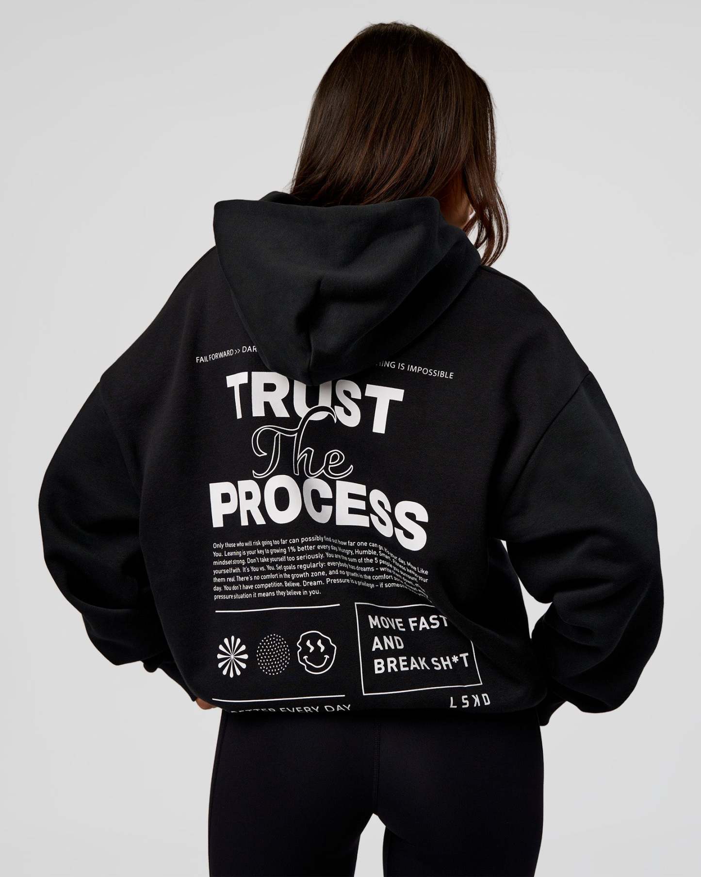 Trust The Process Unisex Oversized Hoodie - Black-White