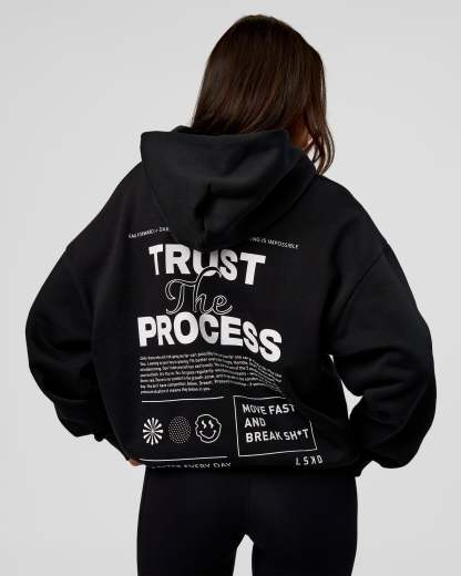 Trust The Process Unisex Oversized Hoodie - Black-White