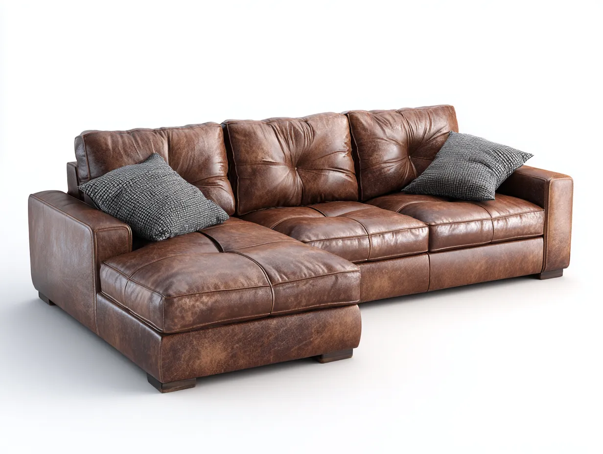 Ecksofa-Leder-Holz-249 x 161 x 86 cm-Braun-Vintage Wohnstil-Luxegetnest
