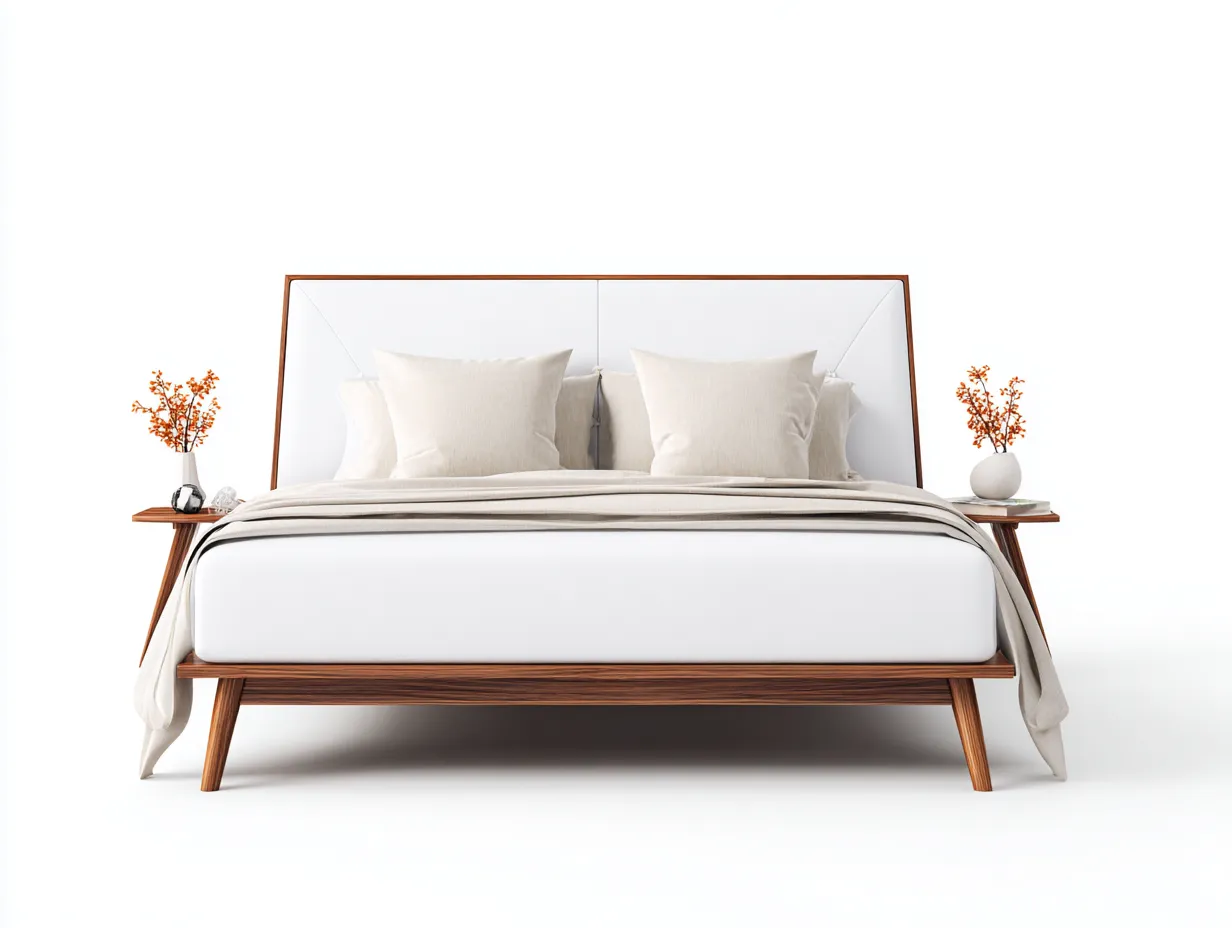 Doppelbett-Holz-Stoff-224x202x102 cm-Weiß-Walnuss-Modern-Luxegetnest