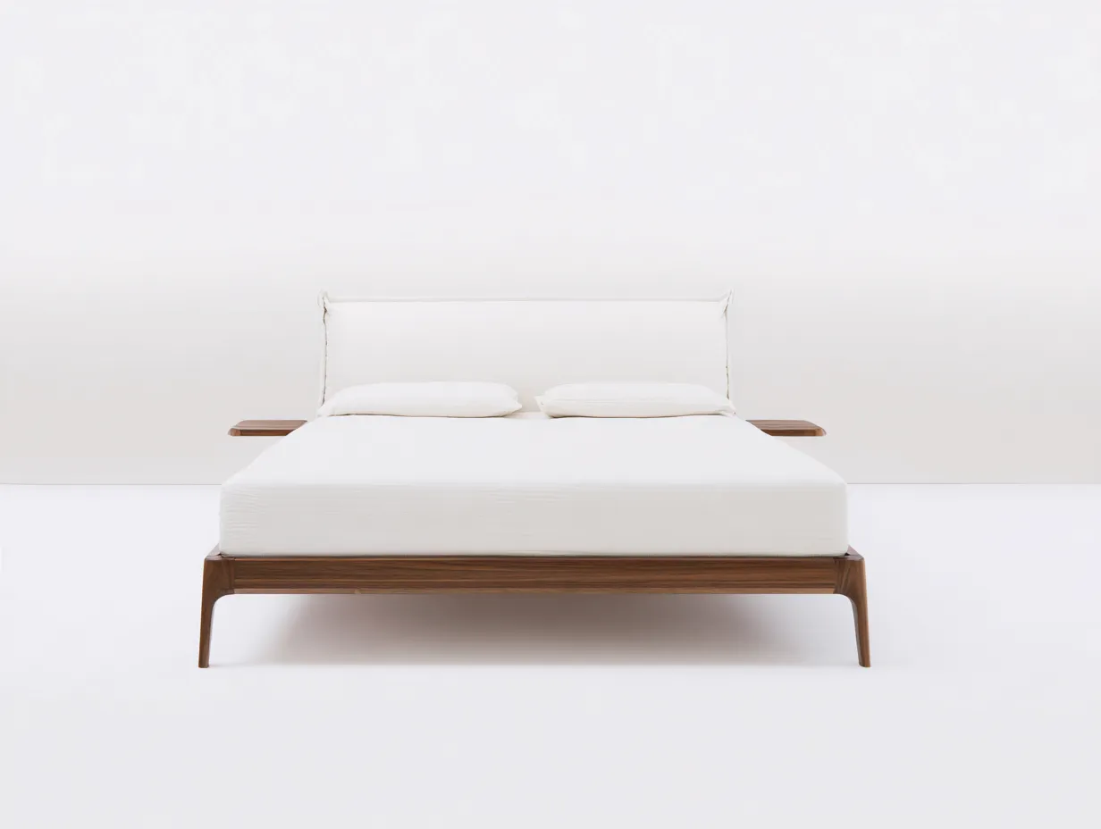 Doppelbett-Holz-Stoff-216x188x94 cm-Weiß-Walnuss-Modern-Luxegetnest