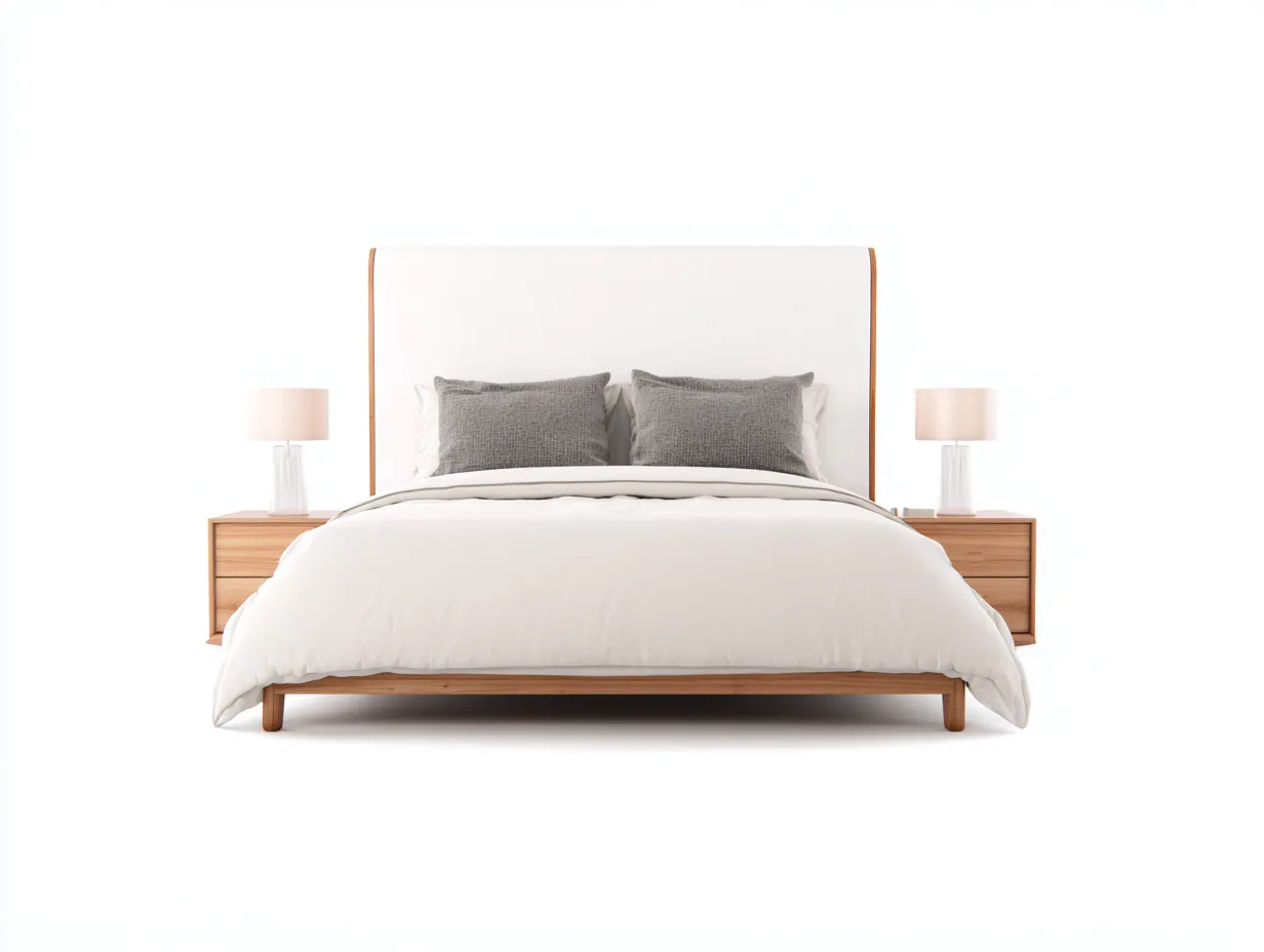 Doppelbett-Holz-Stoff-220x198x104 cm-Weiß-Eiche-Modern-Luxegetnest