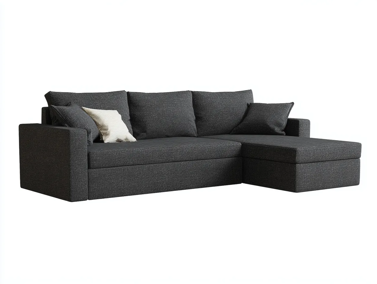Ecksofa-Stoff-Holz-236 x 150 x 83 cm-Dunkelgrau-Moderner Minimal Wohnstil-Luxegetnest