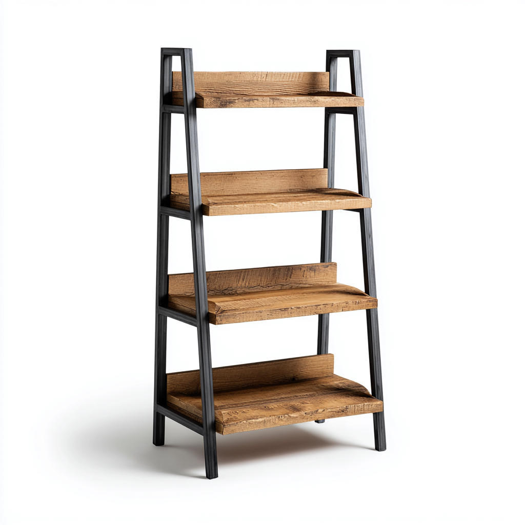 Estantería de madera y metal 60x30x120 cm - madera natural-negro - estilo moderno-Homiuphaus