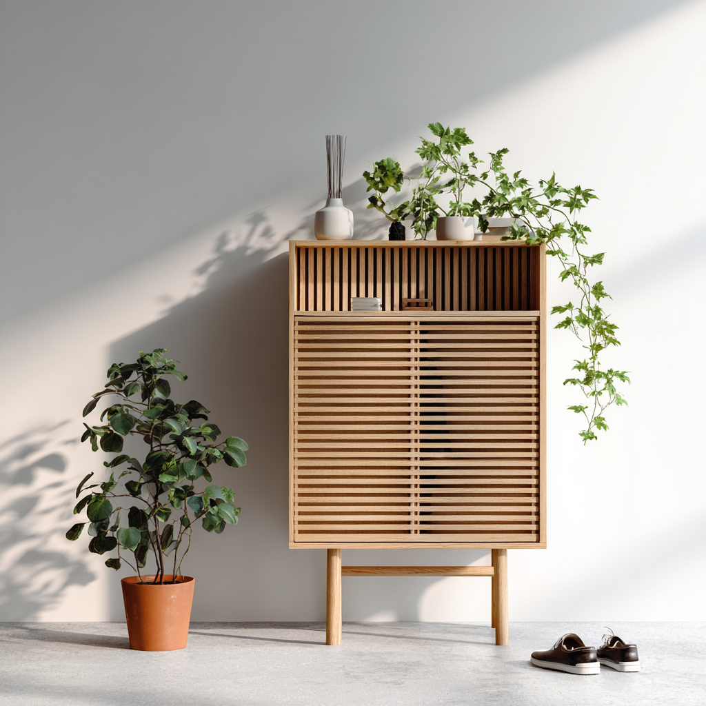 Perchero de madera 80x35x140 cm - roble claro - diseño moderno-Homiuphaus