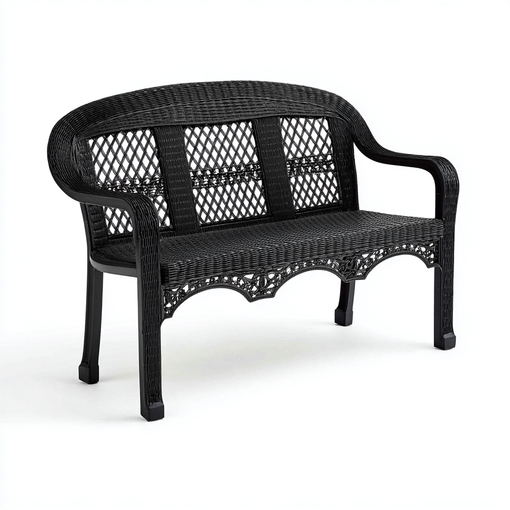 Banco de jardín ratán sintético negro 120x60x90 cm - diseño resistente - apto para exterior-Homiuphaus