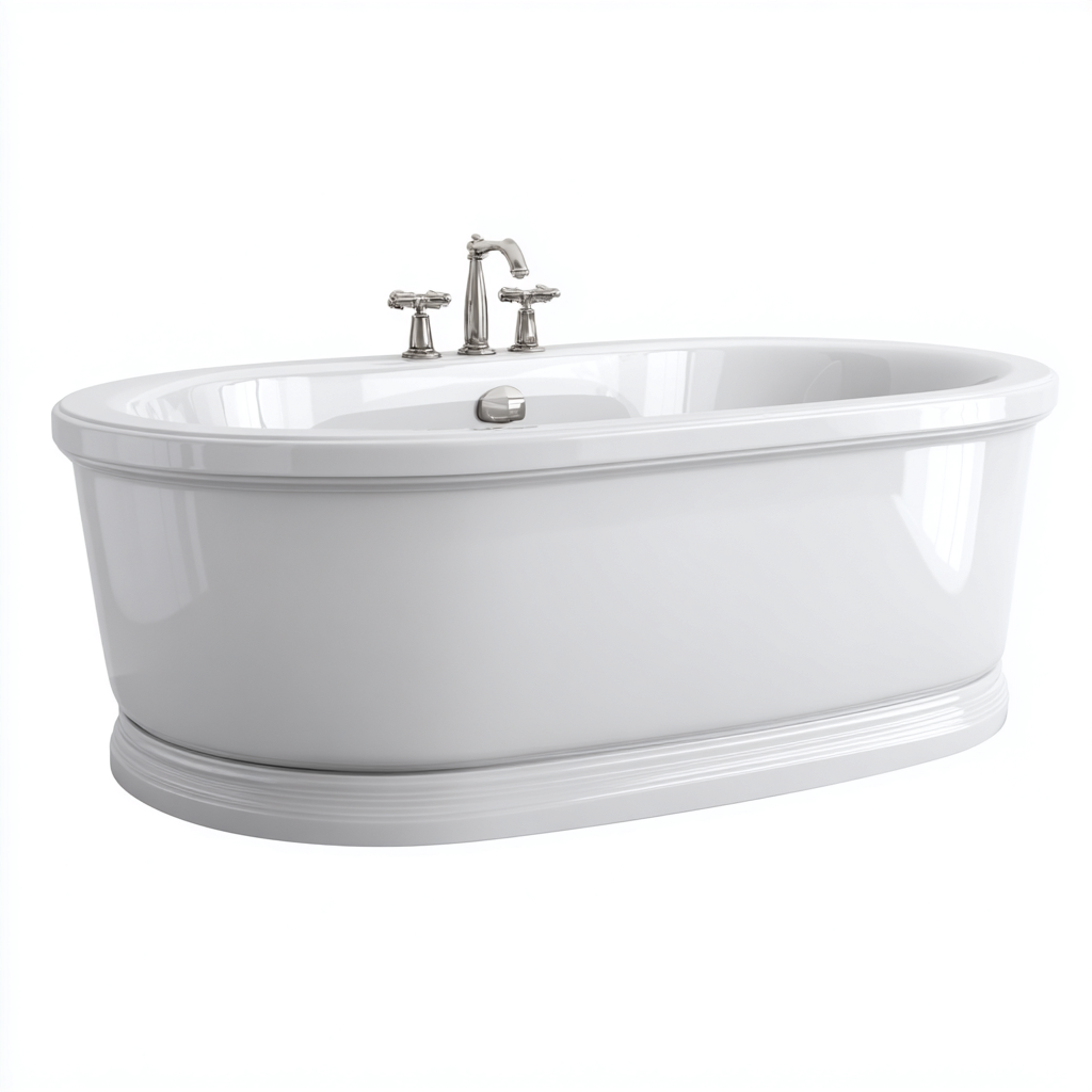 Bañera de porcelana 170x80x70 cm - blanca - diseño clásico-Homiuphaus