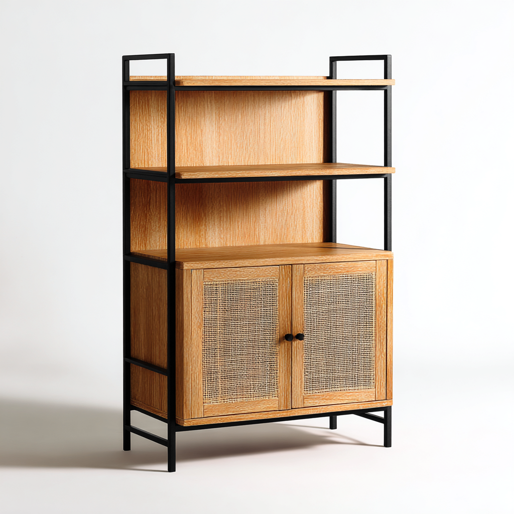 Estanterías madera y metal 85x35x155 cm - color marrón-negro - diseño contemporáneo-Homiuphaus