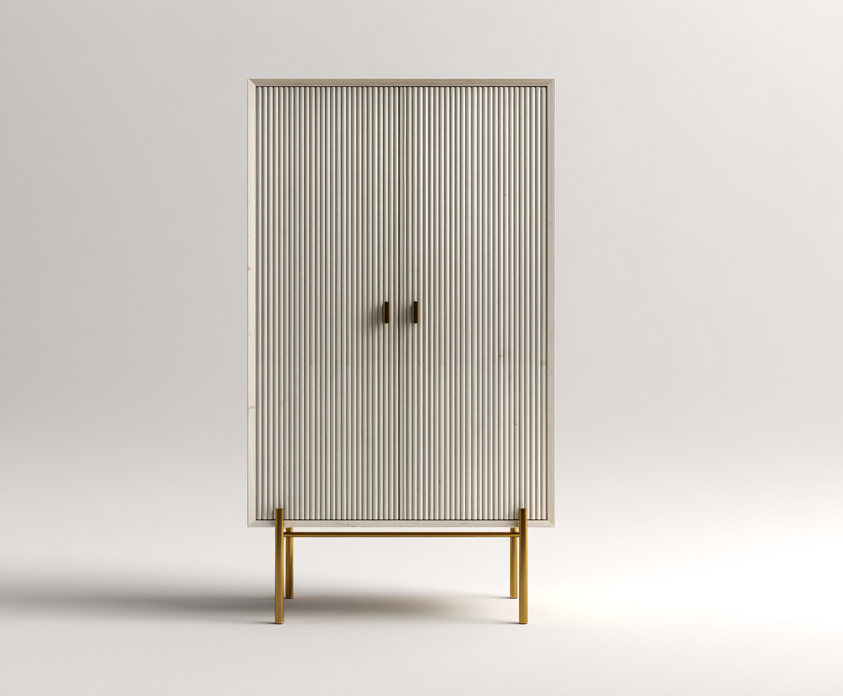 Armario 80x50x180 cm - blanco-latón - diseño moderno-Homiuphaus