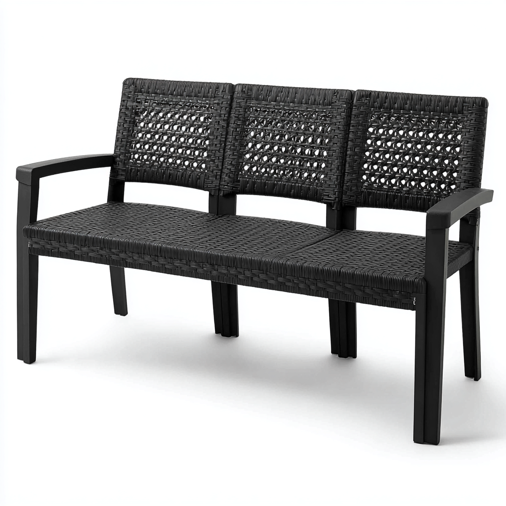 Banco de jardín 150x60x80 cm - negro - diseño trenzado-Homiuphaus