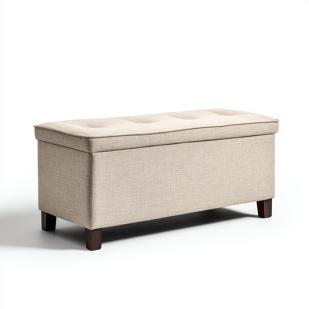 Banco de entrada tela-madera 100x40x48 cm - beige-madera oscura - diseño con almacenamiento-Homiuphaus