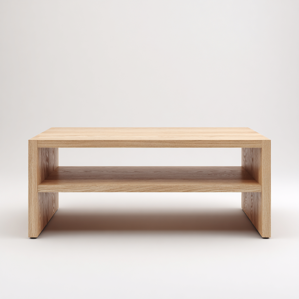 Mesa de centro madera 102x55x42 cm - roble claro - diseño abierto minimalista-Homiuphaus