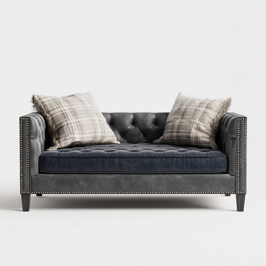 Sofá cama tapizado en terciopelo azul con estructura reforzada 190x85x80 cm - azul - diseño clásico-Homiuphaus