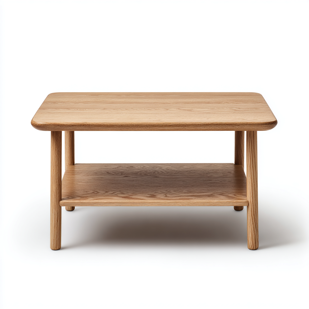 Mesa de centro de madera 80x60x45 cm - roble - diseño moderno con estante inferior-Homiuphaus