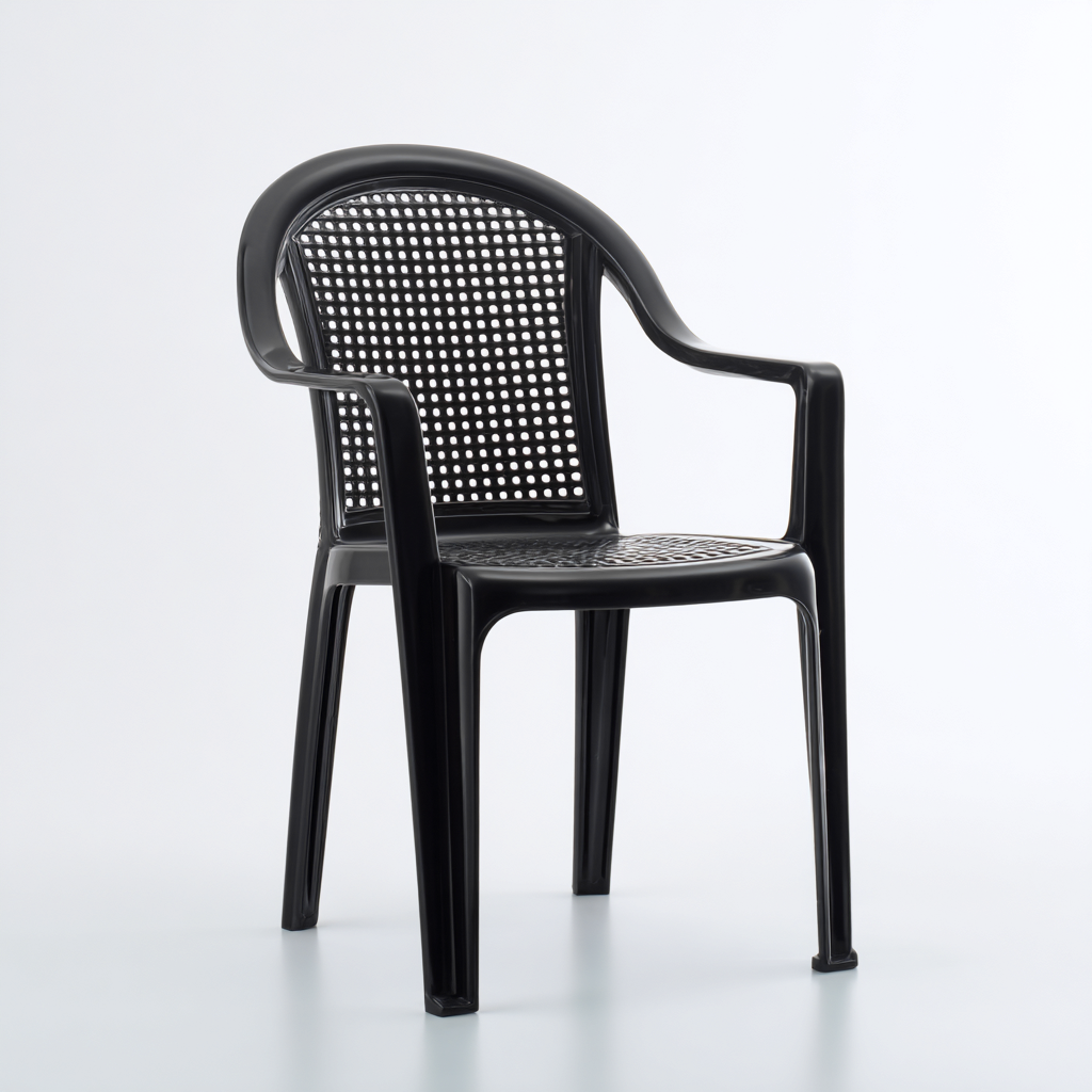 Silla de jardín de plástico 56x55x89 cm - negro - diseño clásico - apta para jardín-Homiuphaus