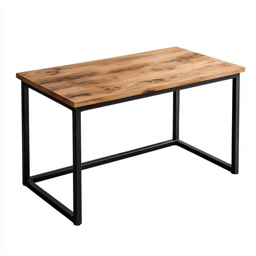 Mesas de oficina madera y negro 140x70x75 cm - diseño industrial-Homiuphaus