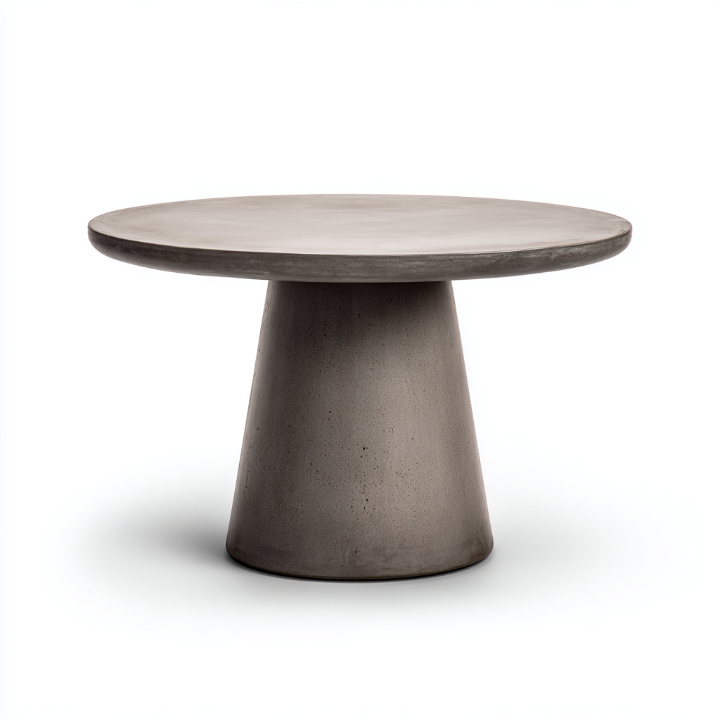 Mesa de jardín redonda de cemento 98x98x75 cm - gris cemento - diseño contemporáneo-Homiuphaus