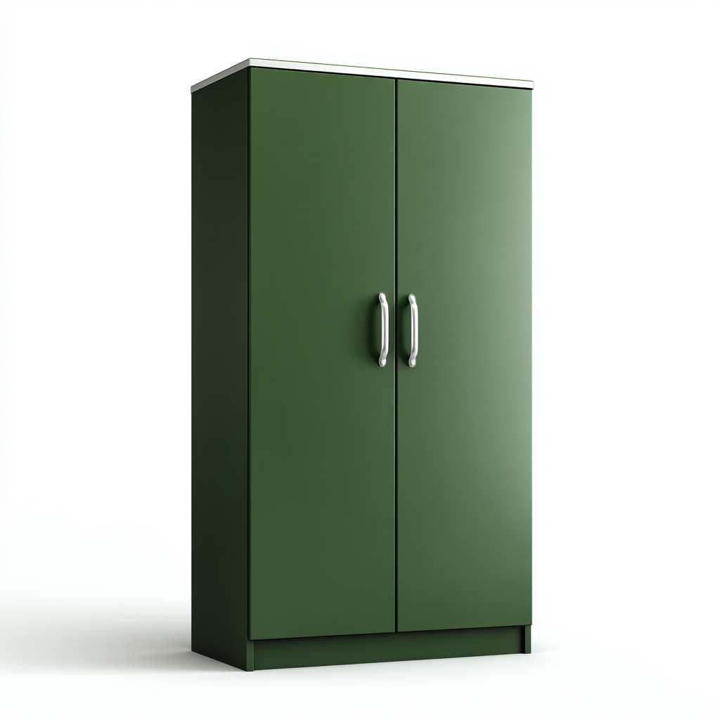 Armario de madera verde con tiradores metálicos 80x45x175 cm - verde - diseño funcional-Homiuphaus