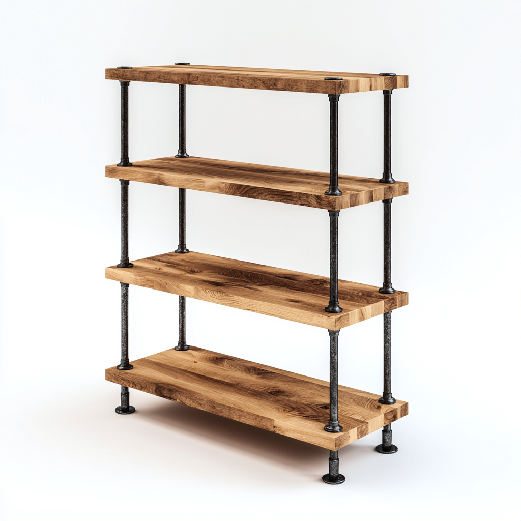 Estantería de madera y metal 80x35x120 cm - madera natural - estilo industrial-Homiuphaus