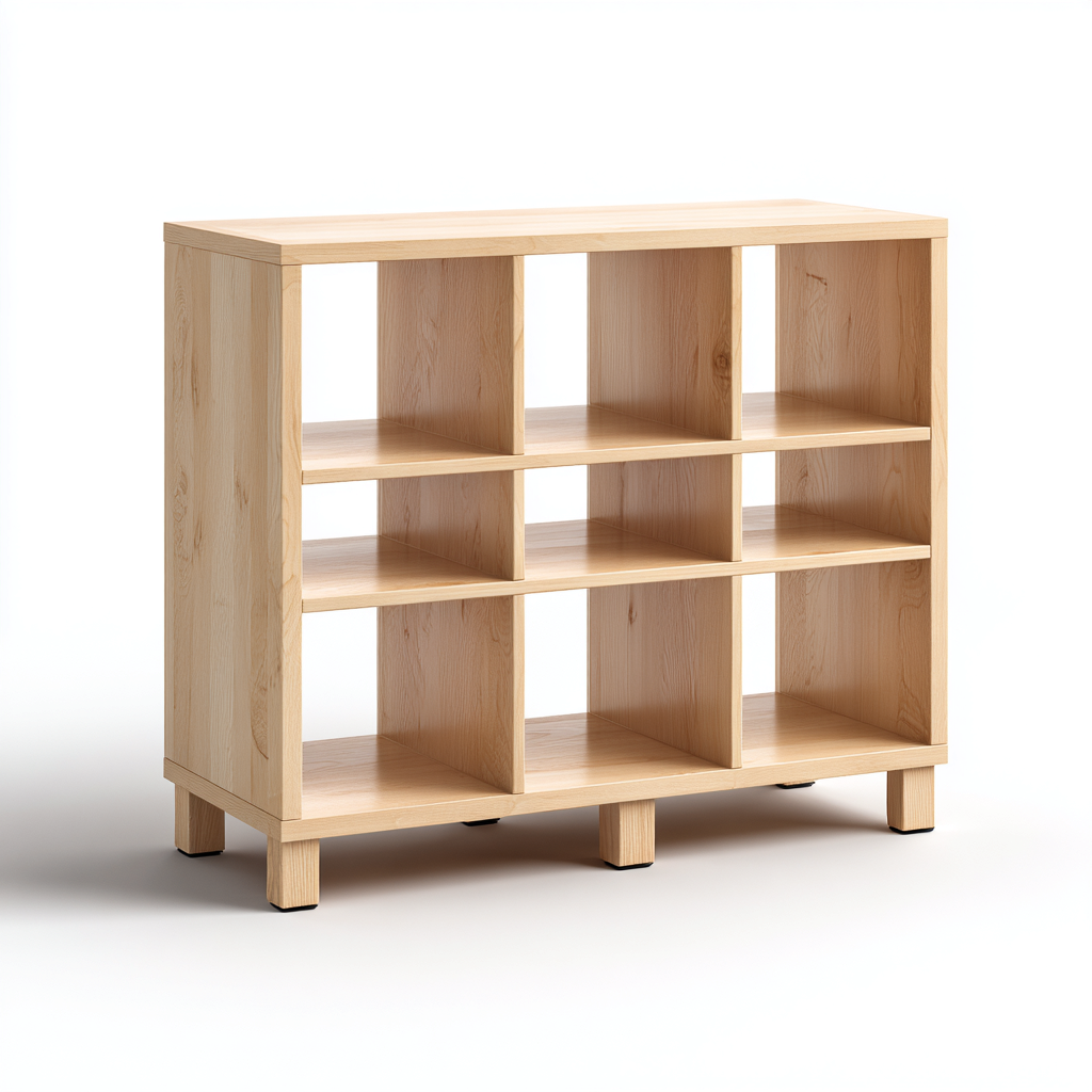 Estantería de madera 90x30x90 cm - color madera clara - diseño moderno-Homiuphaus