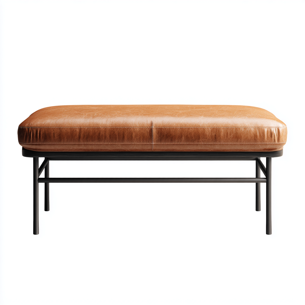 Banco de entrada 105x40x48 cm - asiento marrón y base negra - diseño contemporáneo-Homiuphaus