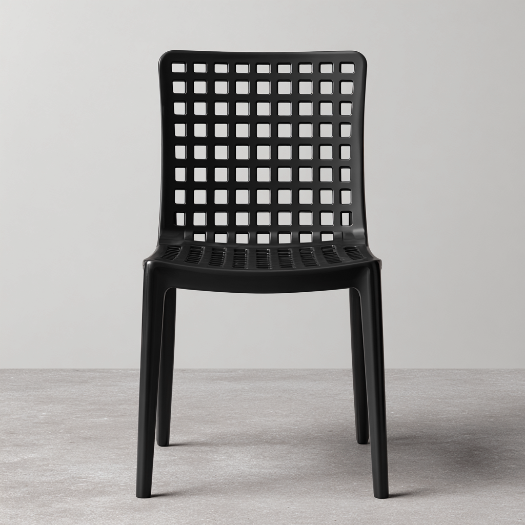 Silla de jardín plástico 52x44x83 cm - negro - diseño ventilado-Homiuphaus