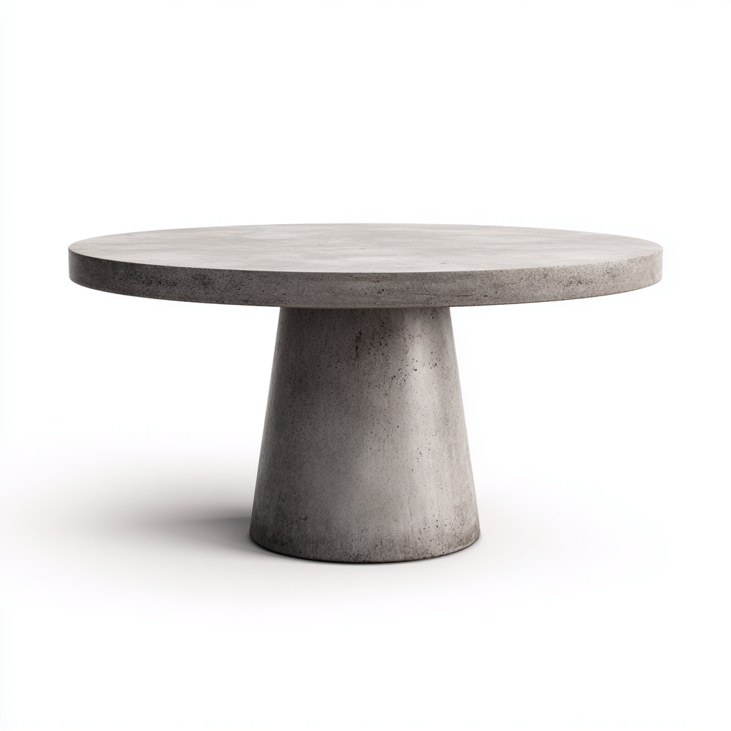 Mesa de jardín redonda de cemento 90x90x74 cm - gris - estilo minimalista-Homiuphaus