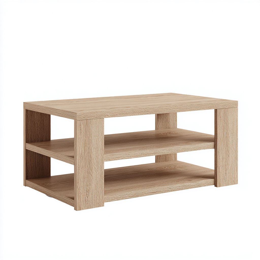 Mesa de centro madera 90x55x45 cm - marrón claro - diseño funcional-Homiuphaus