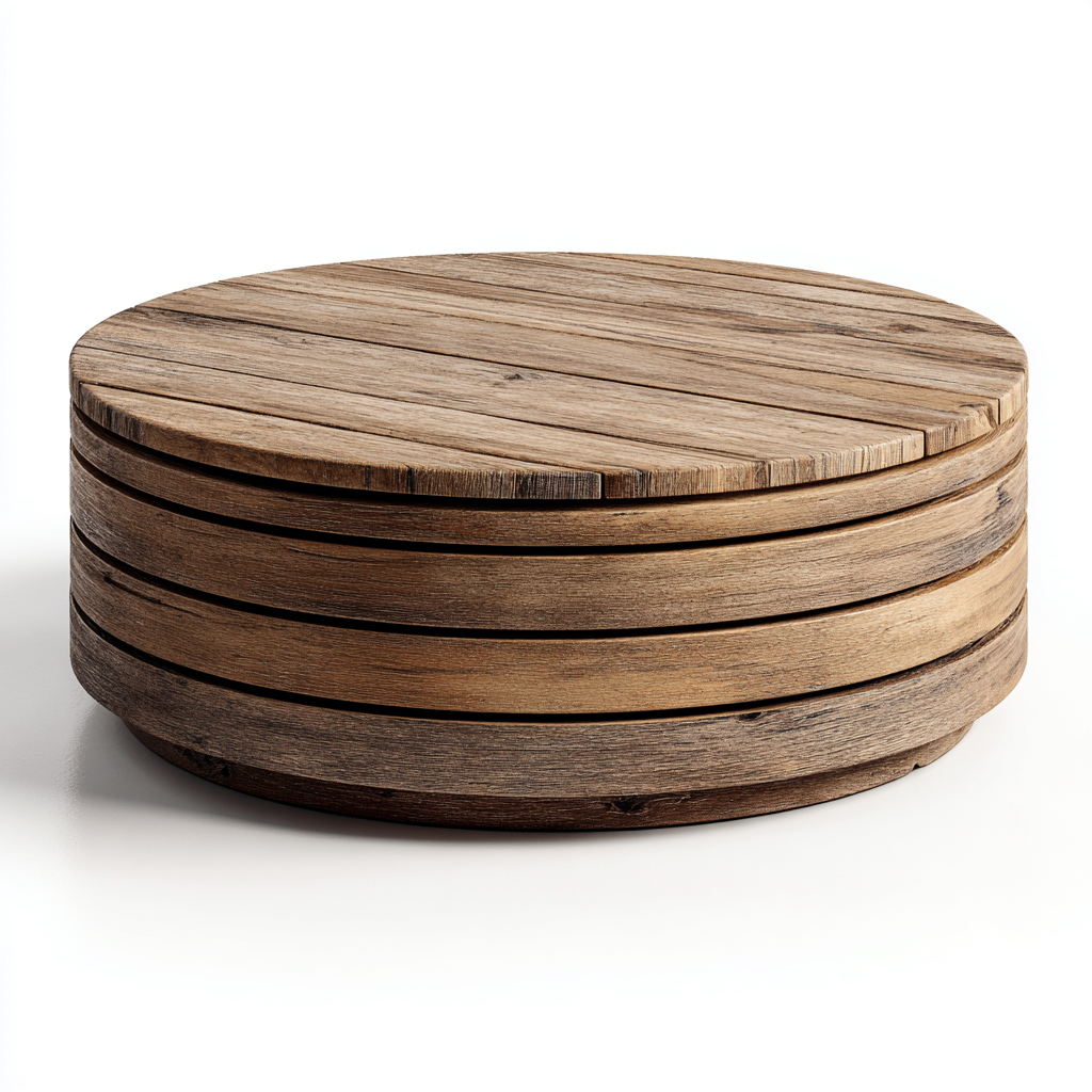 Mesa de jardín de madera 80x80x35 cm - marrón - diseño rústico para exterior-Homiuphaus