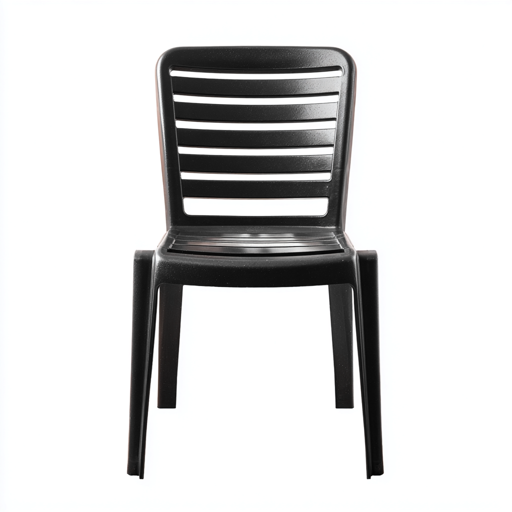 Silla de jardín con respaldo estriado 45x45x90 cm - negra - diseño sencillo-Homiuphaus