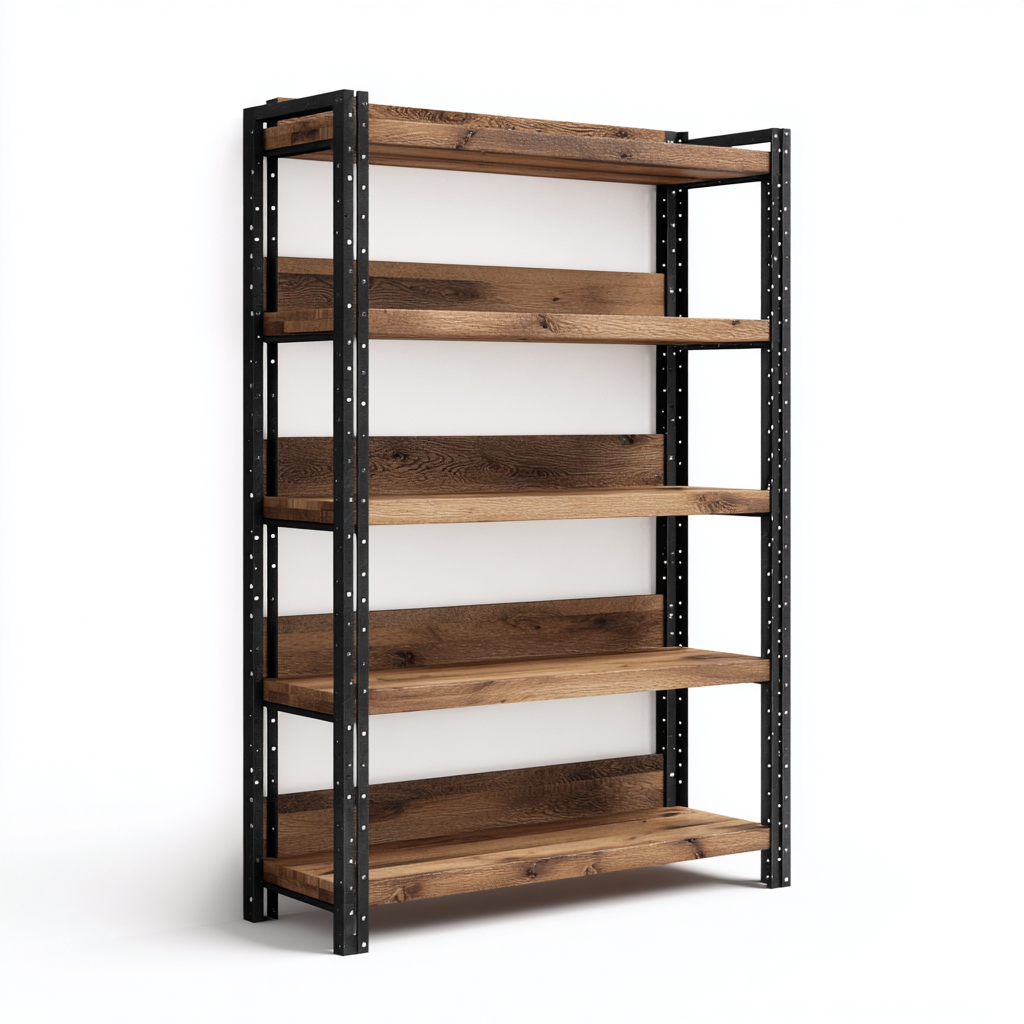 Estantería de metal y madera 90x40x180 cm - roble oscuro-negro - estilo industrial-Homiuphaus