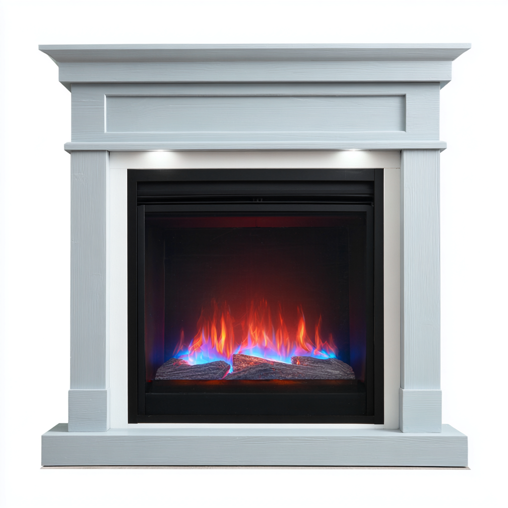 Chimenea eléctrica con mueble 110x30x100 cm - madera-vidrio templado-metal - blanco-negro - diseño clásico - apta para salón-Homiuphaus