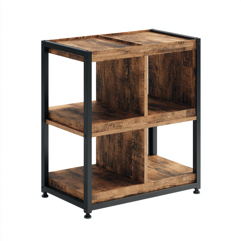 Estanterías madera y metal 70x35x90 cm - color marrón-negro - diseño industrial-Homiuphaus