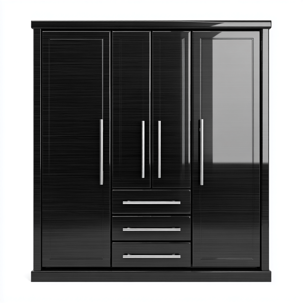 Armarios negro 200x60x220 cm - diseño moderno - 4 puertas y 3 cajones-Homiuphaus