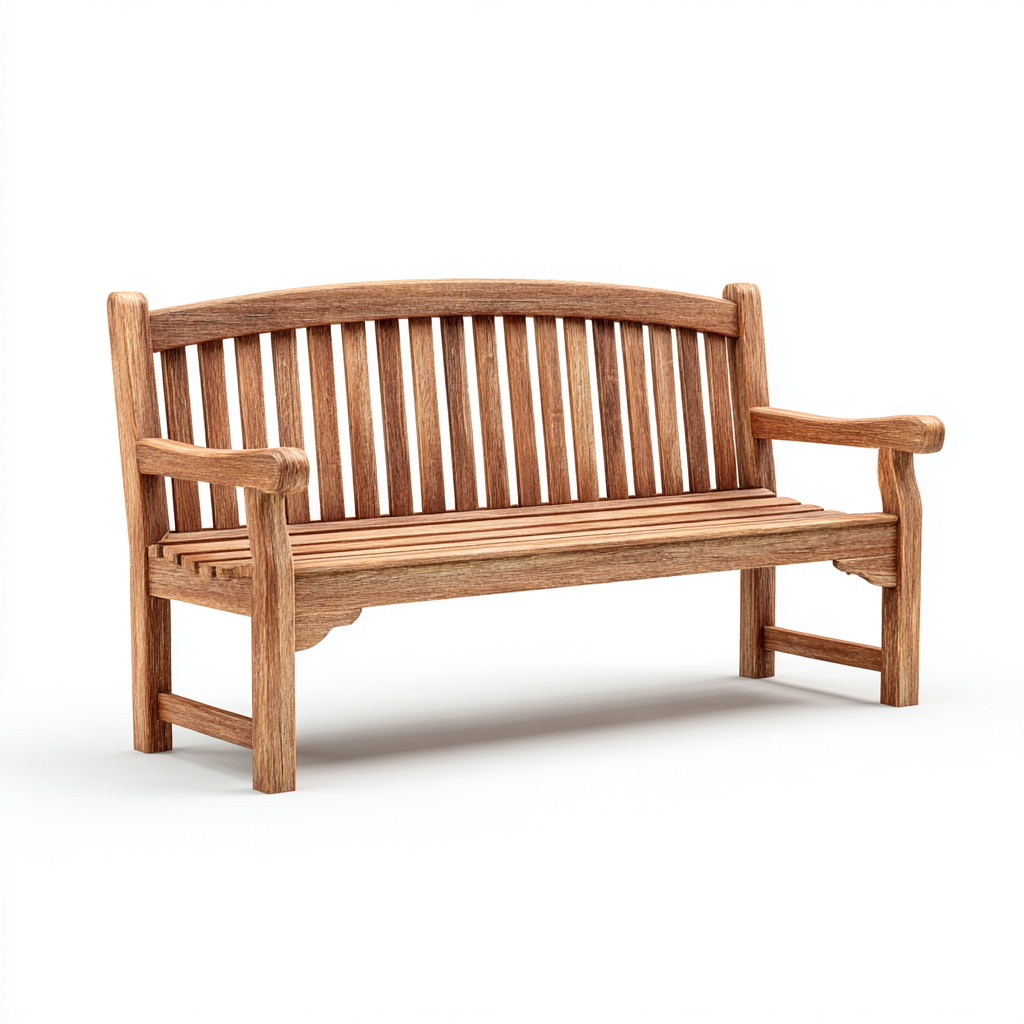 Banco de jardín de madera natural con respaldo curvado 151x60x94 cm - madera natural - diseño cómodo-Homiuphaus