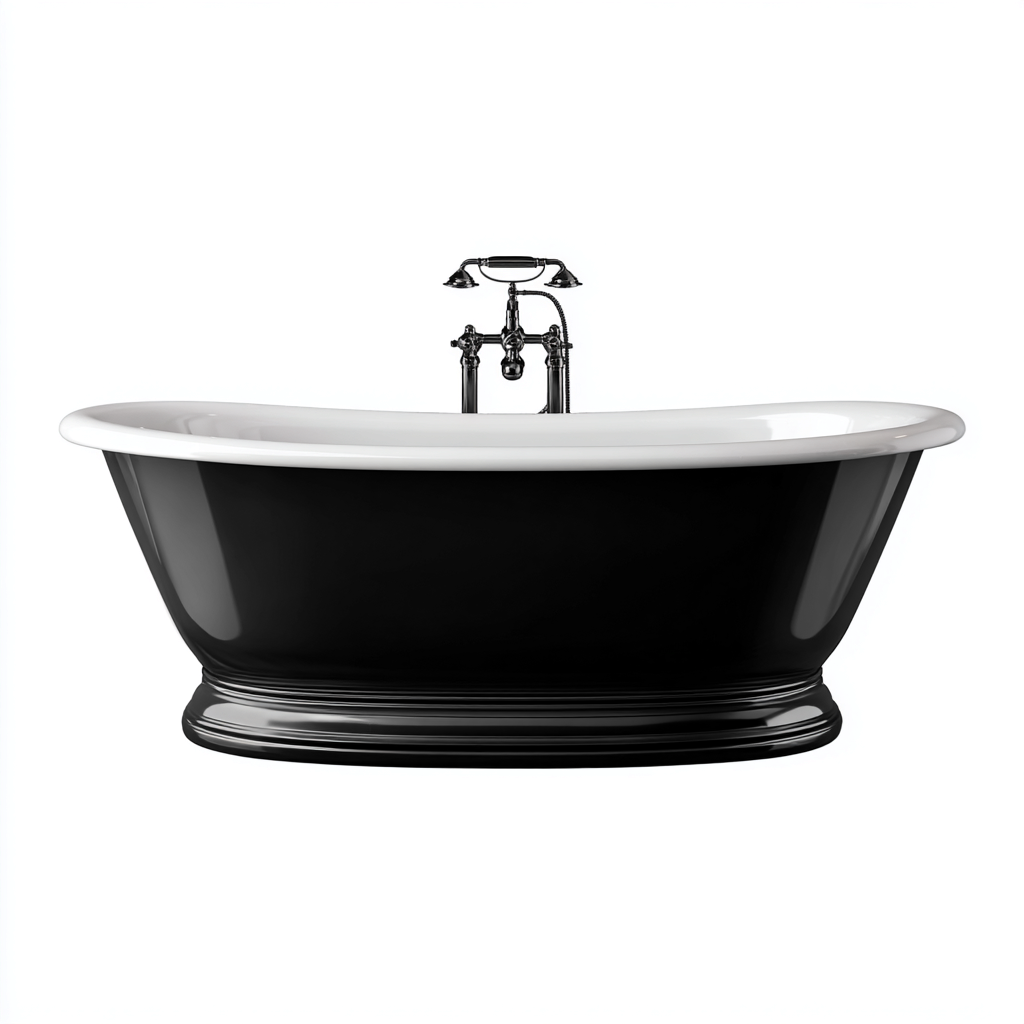 Bañera acrílica 170x78x68 cm negra-blanca apta para baño - estilo clásico-Homiuphaus