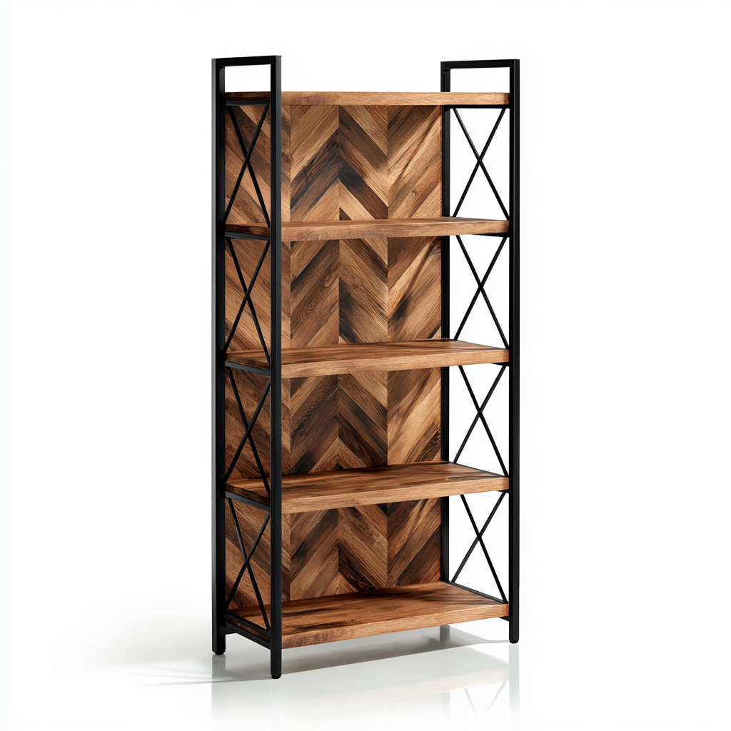 Estanterías madera y metal 90x35x180 cm - color marrón-negro - diseño industrial-Homiuphaus