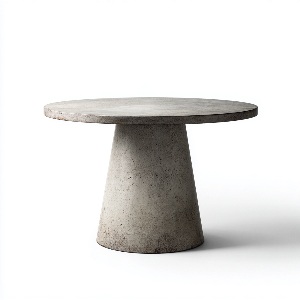 Mesa de jardín redonda de cemento 85x85x72 cm - gris - estilo contemporáneo-Homiuphaus