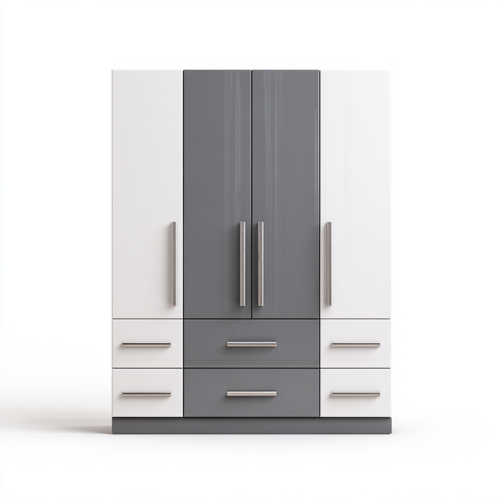 Armarios blanco-gris 180x60x210 cm - diseño moderno - 4 puertas y 6 cajones-Homiuphaus