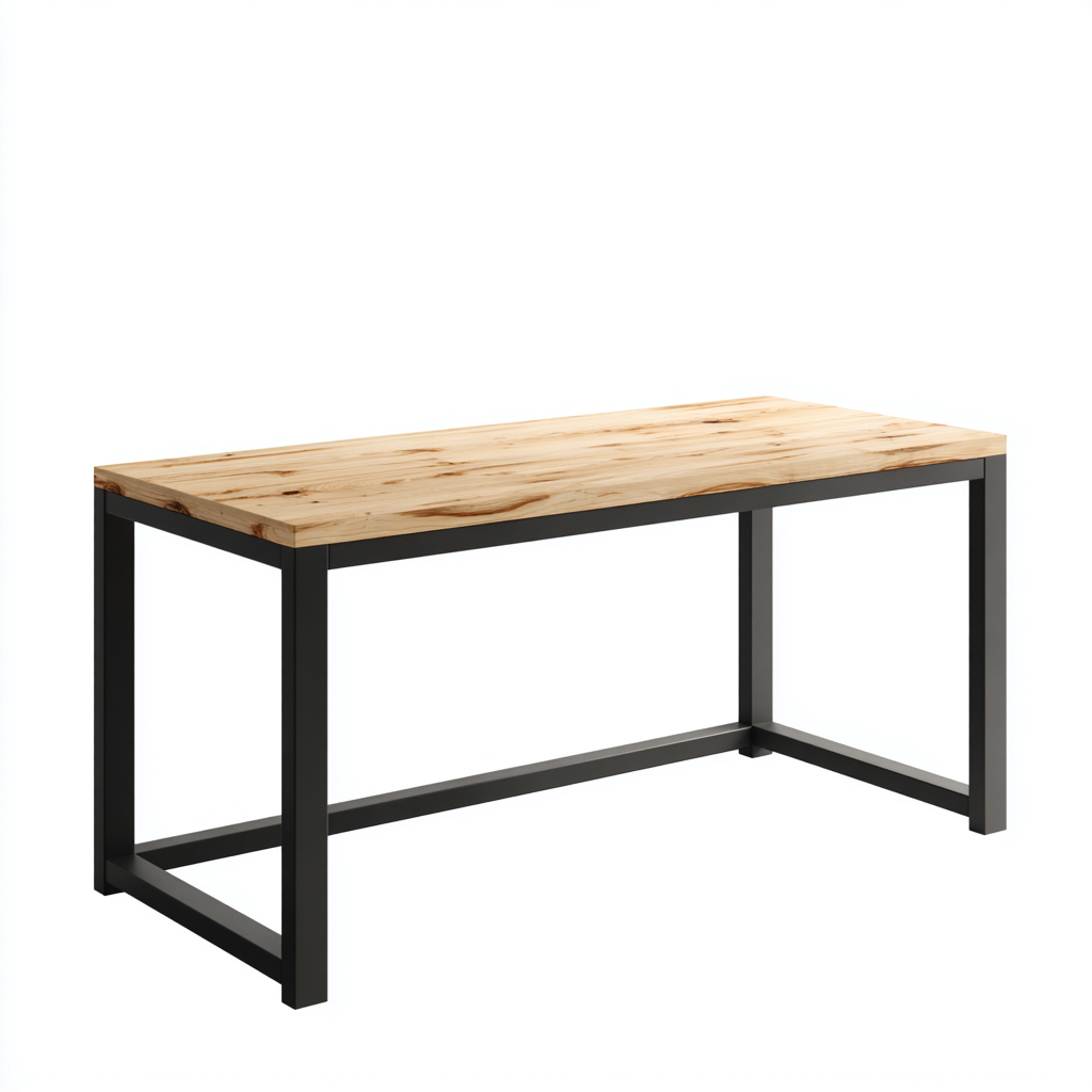 Mesas de oficina madera-metal 140x60x75 cm - madera-negro - diseno moderno-Homiuphaus