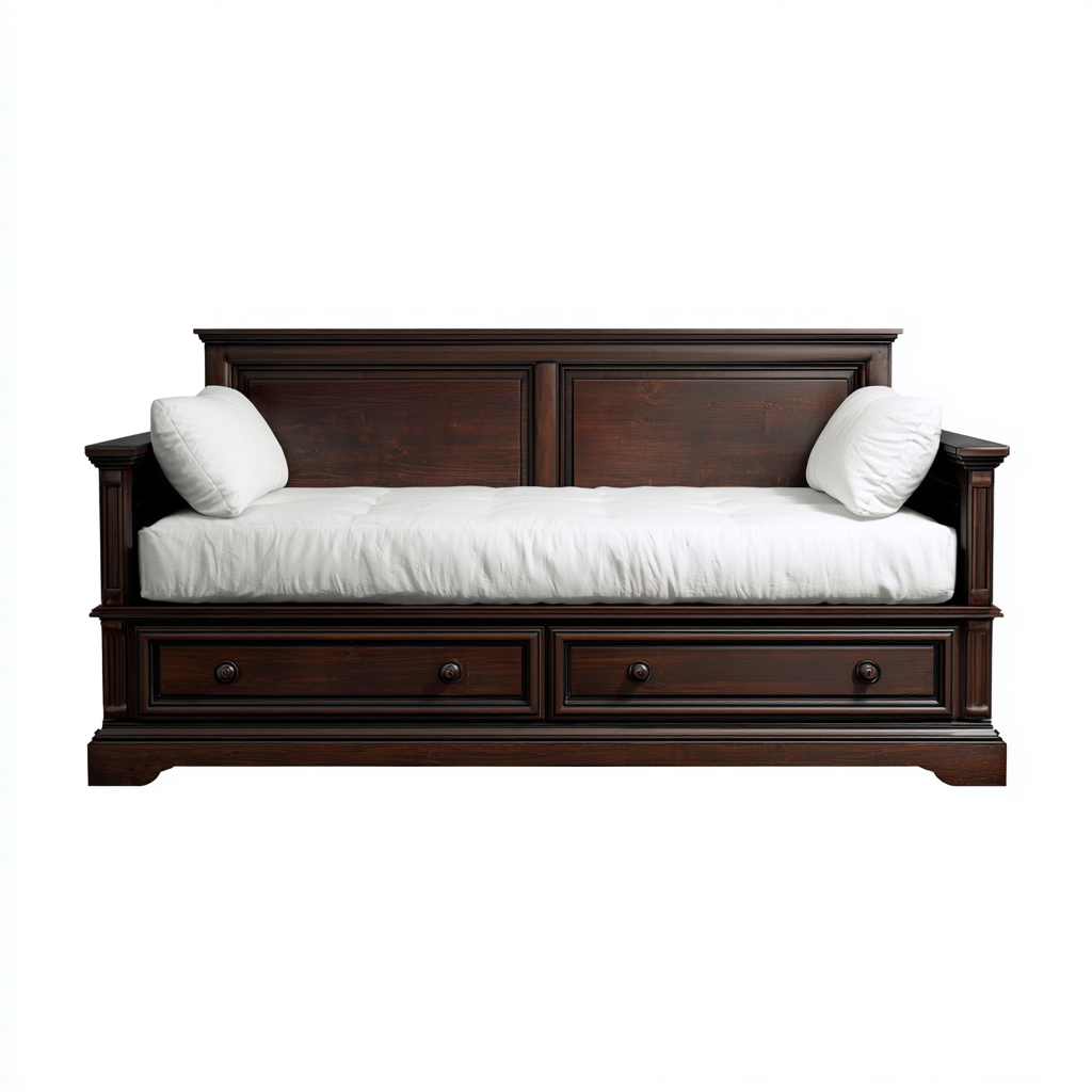 Sofá cama 200x90x90 cm - madera oscura - estilo clásico-Homiuphaus