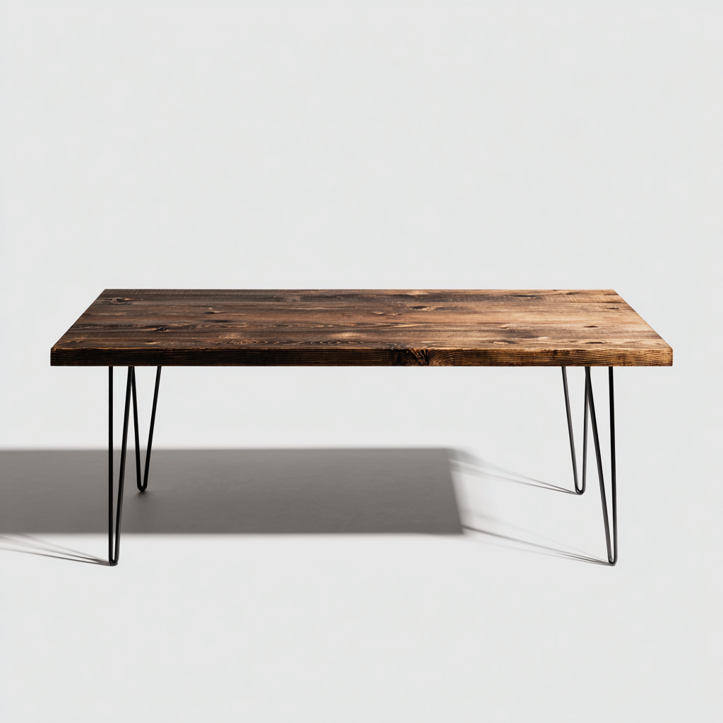 Mesa de centro industrial 100x60x40 cm - madera oscura - diseño con patas metálicas-Homiuphaus