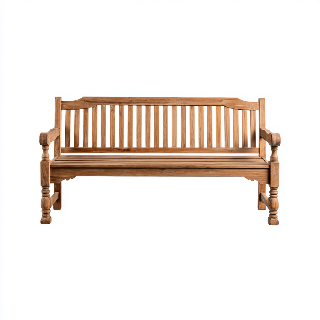 Banco de jardín madera maciza natural 150x65x95 cm - diseño clásico - resistente para exterior-Homiuphaus